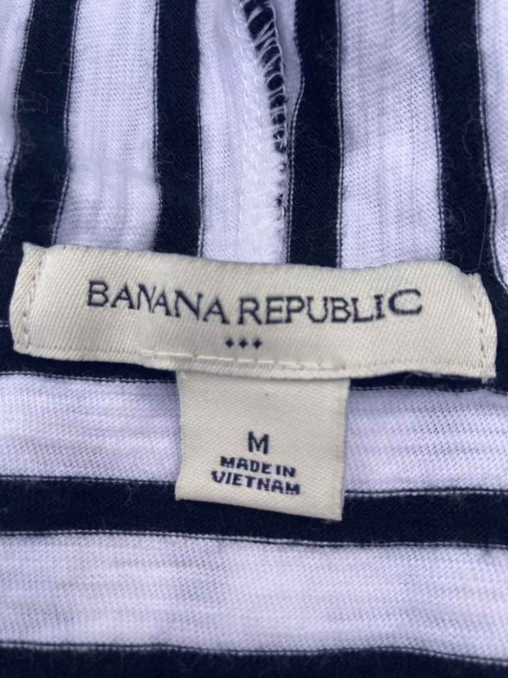 Banana Republic Cotton Hoodie Top Black White stripes size Medium